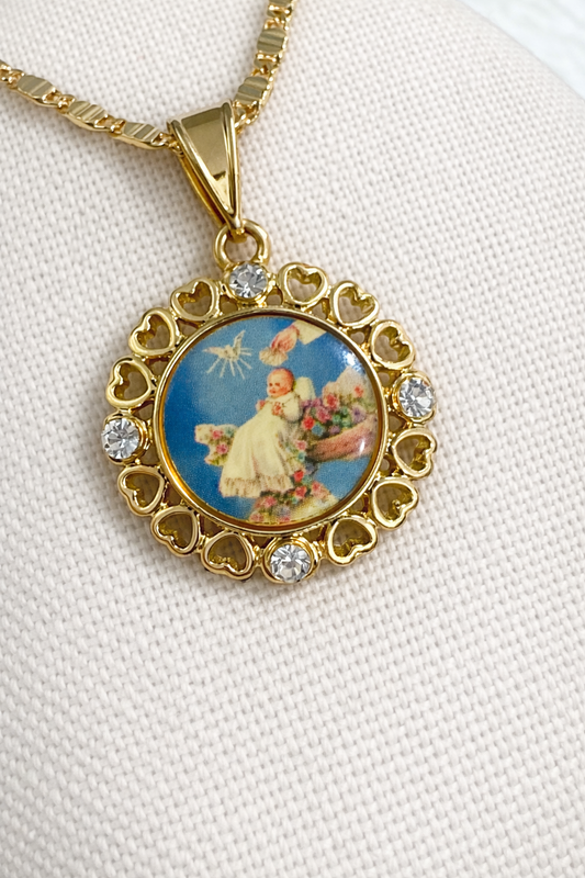 Guardian Angel Gold Plated Pendant – Faith & Protection Medal (Pendant Only)